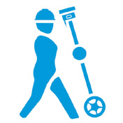 Animated image of a construction worker with a sideways antenna