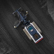 Aerial view of compact grader with Trimble Earthworks Grade Control